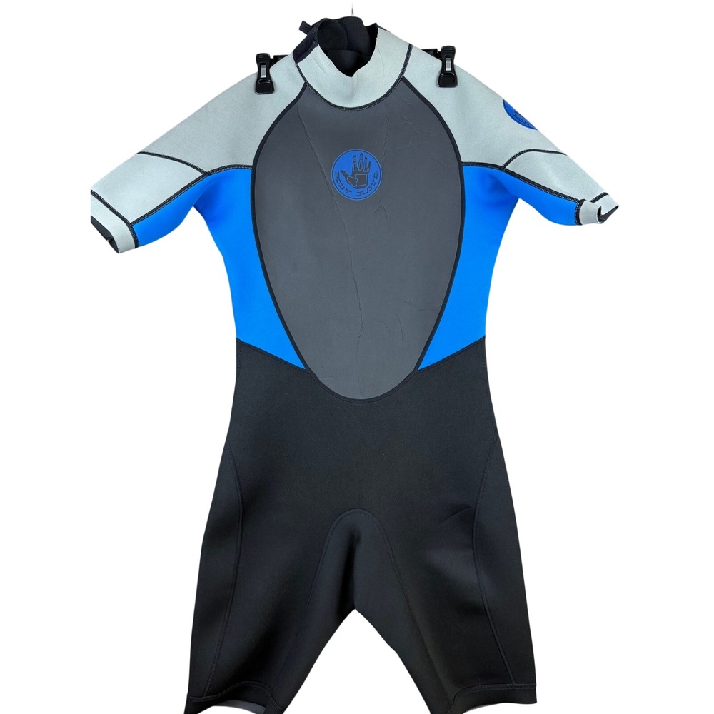 Body Glove Mens L Short Sleeve Springsuit Wetsuit Black Blue Grey Neoprene - Picture 1 of 5
